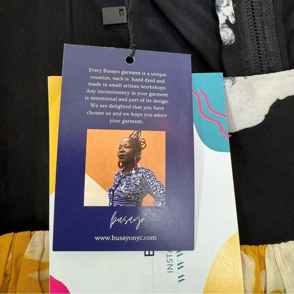 BUSAYO Ropo Splatter Print Tiered Ruffle Maxi Dress Black Size M NWT - Picture 11 of 15